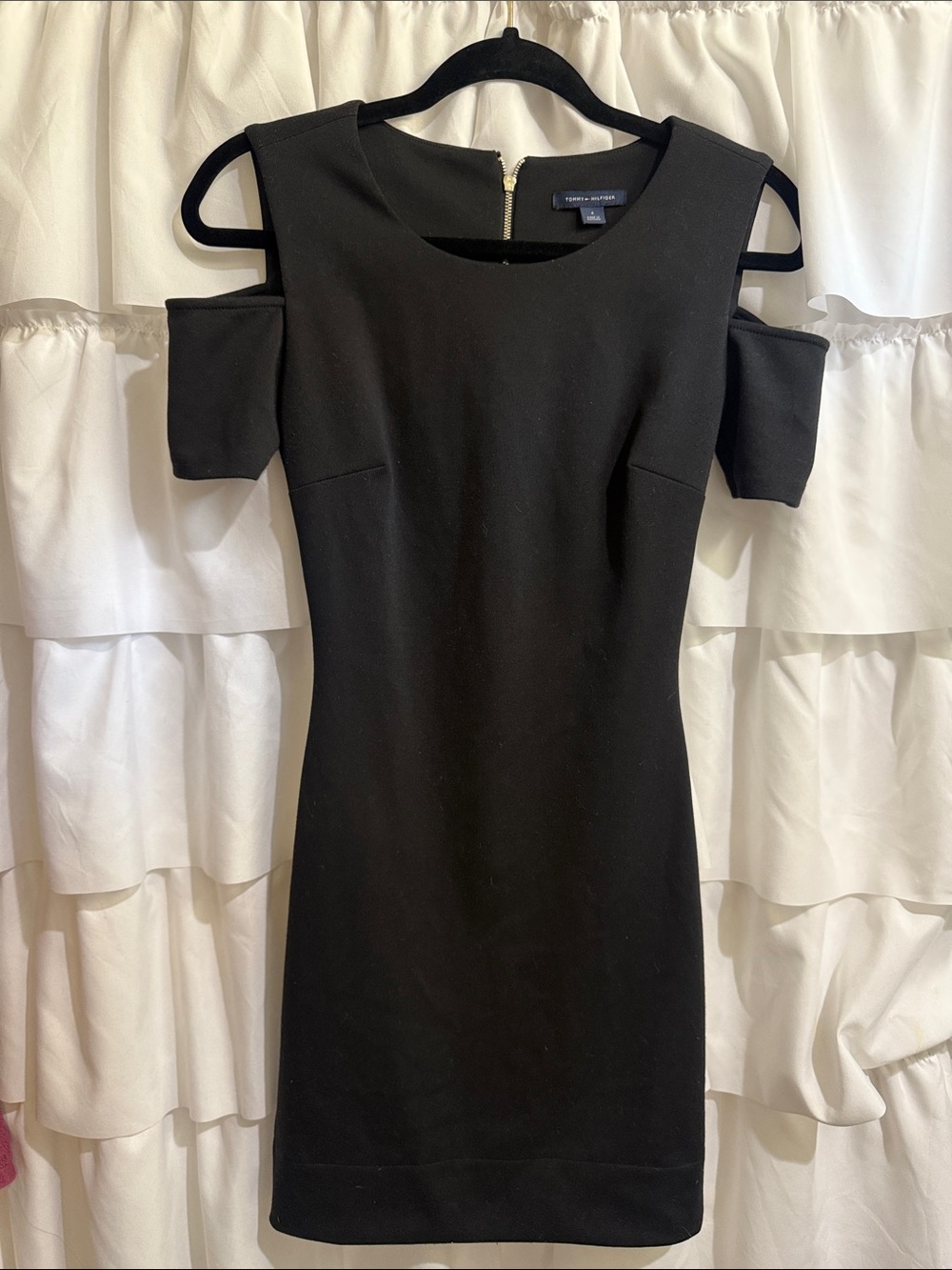 Tommy Hilfiger Black Cold-Shoulder Sheath Mini Dress